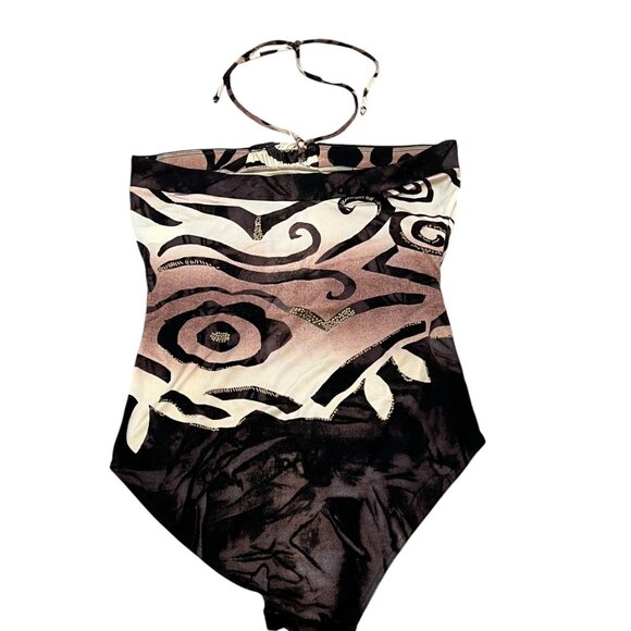 Sunflair Jutta Friemann Halter Neck One-Piece Swimsuit With Tribal Print & Beade - Picture 3 of 7